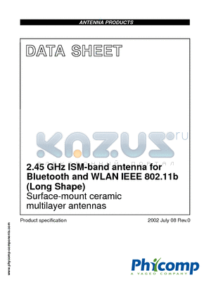 431111500260 datasheet - 2.45 GHz ISM-band antenna for Bluetooth and WLAN IEEE 802.11b (Long Shape)