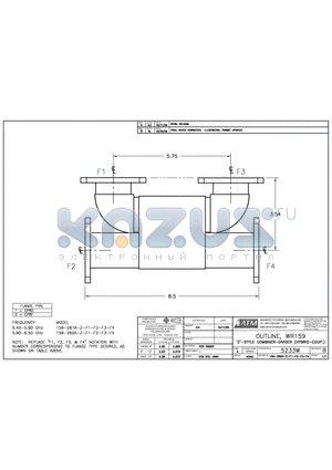 159-262A-Z-F1-F2-F3-F4 datasheet - OUTLINE, WR159 Z-STYLE COMBINER-DIVIDER(HYBRID-COUP.)