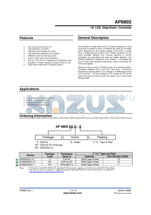 AP8802 datasheet - 1A LED Step-Down Converter