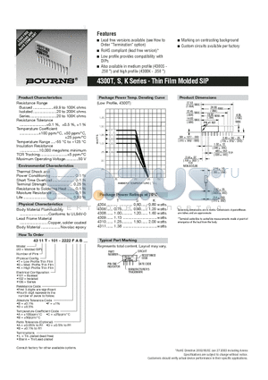 4311K-102-2222FBL datasheet - Thin Film Molded SIP
