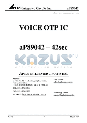 AP89042 datasheet - Standard CMOS process