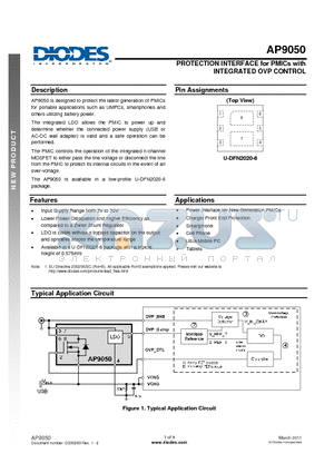 AP9050 datasheet - PROTECTION INTERFACE for PMICs with INTEGRATED OVP CONTROL