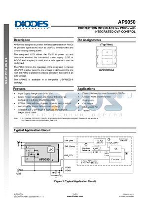 AP9050FDB-7 datasheet - PROTECTION INTERFACE for PMICs with INTEGRATED OVP CONTROL