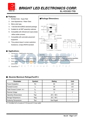 BL-HD036D-TRB datasheet - Super Red Suitable for all SMT assembly methods.