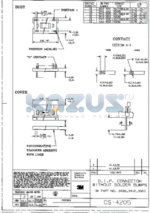 D3406-0000SC datasheet - designed for IDC (Insulation Displacement Connector) connection with 1.27mm pitch flat cable