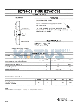 BZY97-C22 datasheet - ZENER DIODES