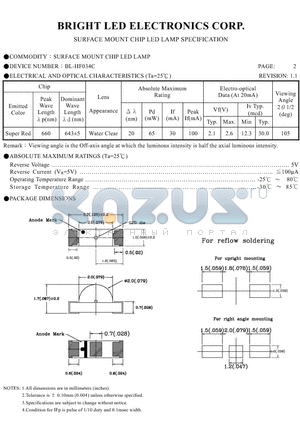 BL-HF034C-TRB datasheet - SURFACE MOUNT CHIP LED LAMPS SPECIFICATION