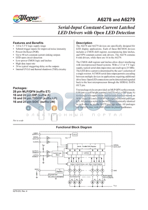 A6278 datasheet - Serial-Input Constant-Current Latched LED Drivers with Open LED Detection