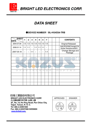 BL-HG433A-TRB datasheet - Bluish Green Suitable for all SMT assembly methods.