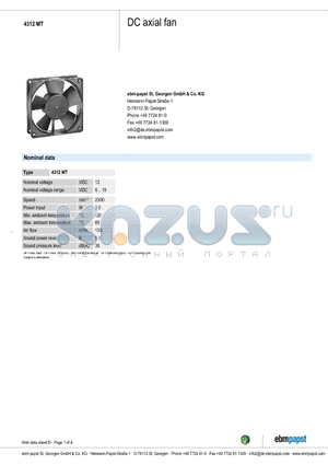 4312MT datasheet - DC axial fan