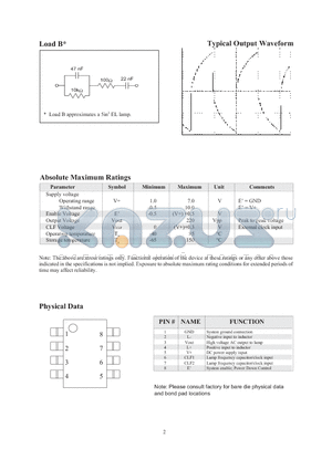 D355B datasheet - Electroluminescent Lamp Driver IC