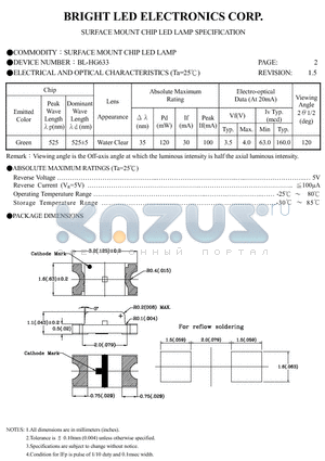 BL-HG633-TRB datasheet - SURFACE MOUNT CHIP LED LAMPS SPECIFICATION