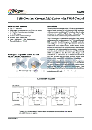 A6280 datasheet - 3 Bit Constant Current LED Driver with PWM Control