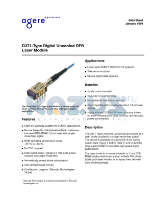 D371-20A datasheet - D371-Type Digital Uncooled DFB Laser Module