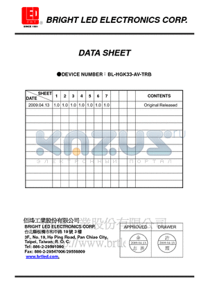 BL-HGK33-AV-TRB datasheet - Automotive : Dashboards, stop lamps, turn signals.