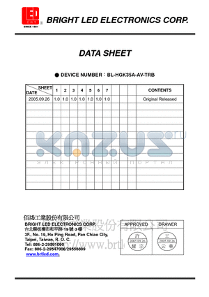 BL-HGK35A-AV-TRB datasheet - Automotive : Dashboards, stop lamps, turn signals.