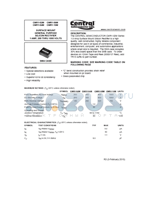 CMR1-04M datasheet - SURFACE MOUNT GENERAL PURPOSE SILICON RECTIFIER 1 AMP