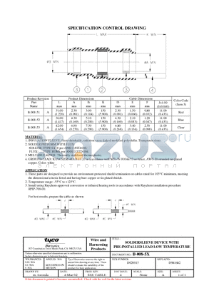 B-008-52 datasheet - SPECIFICATION CONTROL DRAWING