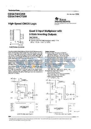 CD74HC258 datasheet - HIGH SPEED CMOS LOGIC