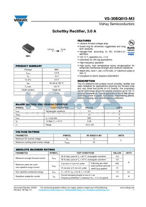 30BQ015-M3 datasheet - Schottky Rectifier, 3.0 A