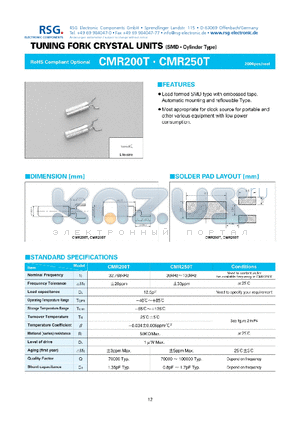 CMR250T datasheet - TUNING FORK CRYSTAL UNITS