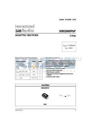 30BQ060TR datasheet - SCHOTTKY RECTIFIER