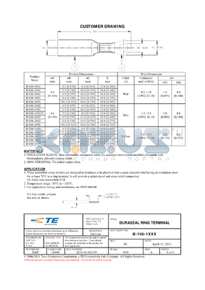 B-106-1401 datasheet - DURASEAL RING TERMINAL