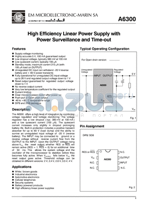A6300ANSO8A datasheet - High Efficiency Linear Power Supply