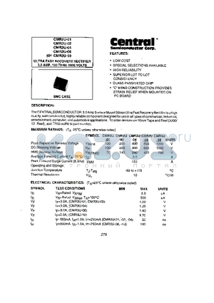 CMR3U-01 datasheet - ULTRA FAST RECOVERY RECTIFIER 3.0 AMP, 100 THRU 1000 VOLTS