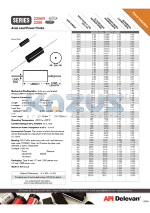 2256-08L datasheet - Axial Lead Power Choke