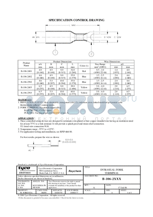 B-106-2402 datasheet - DURASEAL FORK TERMINAL