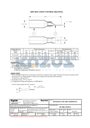 B-106-4632 datasheet - DURASEAL BLADE TERMINAL