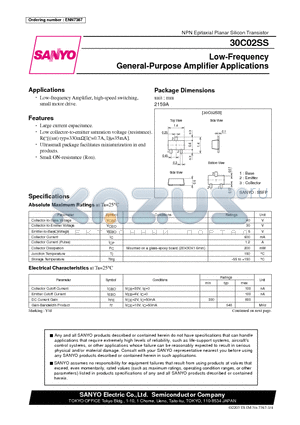 30C02SS datasheet - Low-Frequency General-Purpose Amplifier Applications
