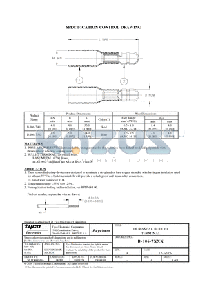 B-106-7401 datasheet - DURASEAL BULLET TERMINAL