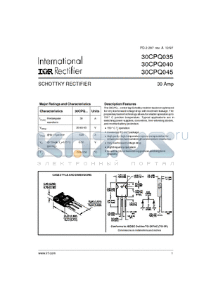 30CPQ035 datasheet - SCHOTTKY RECTIFIER