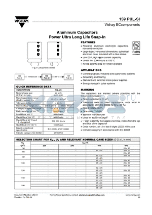 159PUL-SI datasheet - Aluminum Capacitors Power Ultra Long Life Snap-In