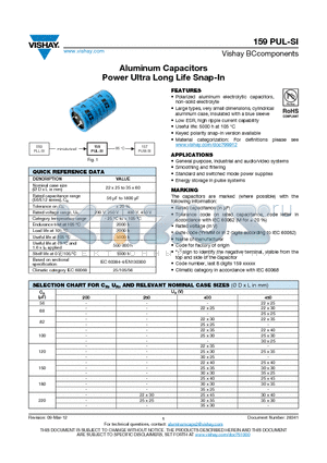159PUL-SI_12 datasheet - Aluminum Capacitors Power Ultra Long Life Snap-In