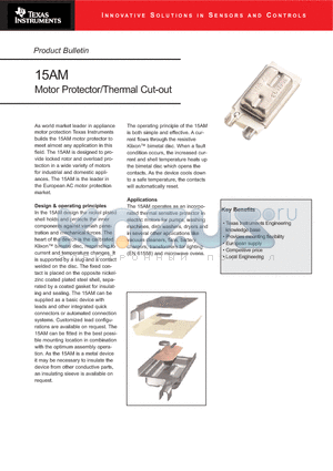 15AM datasheet - Motor Protector/Thermal Cut-out