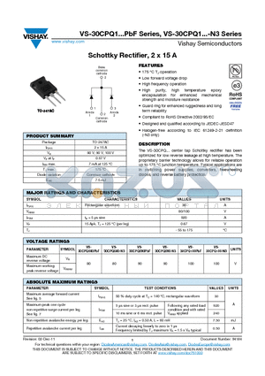 30CPQ080PBF_12 datasheet - Schottky Rectifier, 2 x 15 A