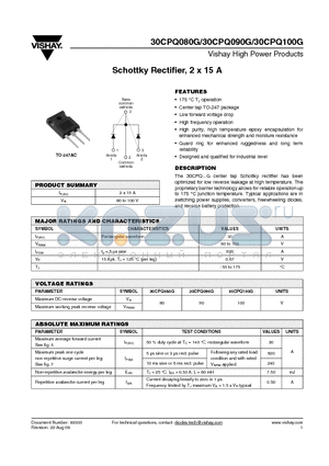 30CPQ080G datasheet - Schottky Rectifier, 2 x 15 A