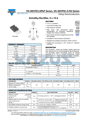 30CPQ140-N3 datasheet - Schottky Rectifier, 2 x 15 A