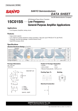 15C01SS_12 datasheet - Low-Frequency General-Purpose Amplifier Applications