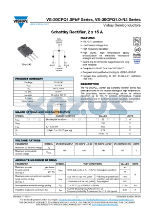 30CPQ150PBF datasheet - Schottky Rectifier, 2 x 15 A