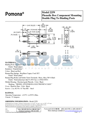 2259 datasheet - Phenolic Box Component Mounting Double Plug To Binding Posts