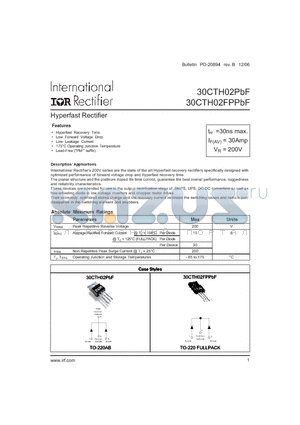 30CTH02 datasheet - Hyperfast Rectifier