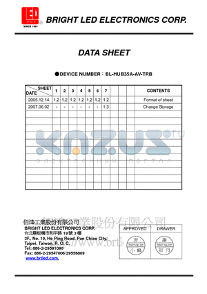 BL-HUB35A-AV-TRB datasheet - Automotive : Dashboards, stop lamps, turn signals.