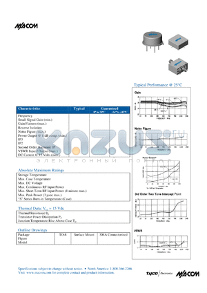 A64 datasheet - 10 TO 1200 MHz CASCADABLE AMPLIFIER