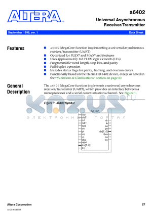 A6402 datasheet - Universal Asynchronous Receiver/Transmitter