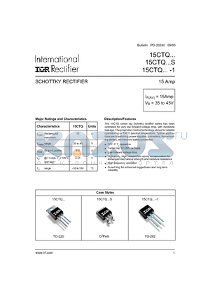 15CTQ-1 datasheet - SCHOTTKY RECTIFIER