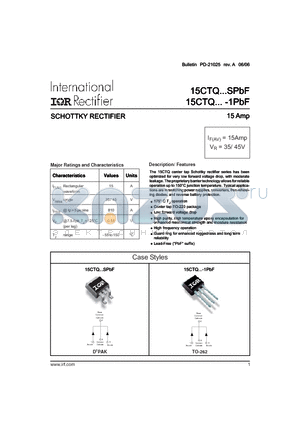 15CTQ035-1TRLPBF datasheet - SCHOTTKY RECTIFIER